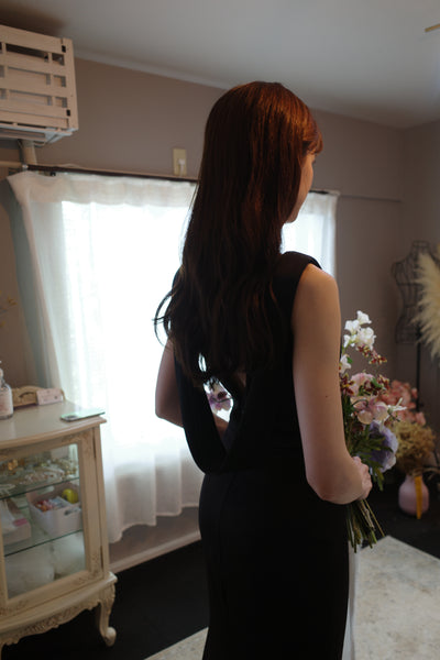 バックシャン ソフトマーメイドドレス ブラック(W190BK)