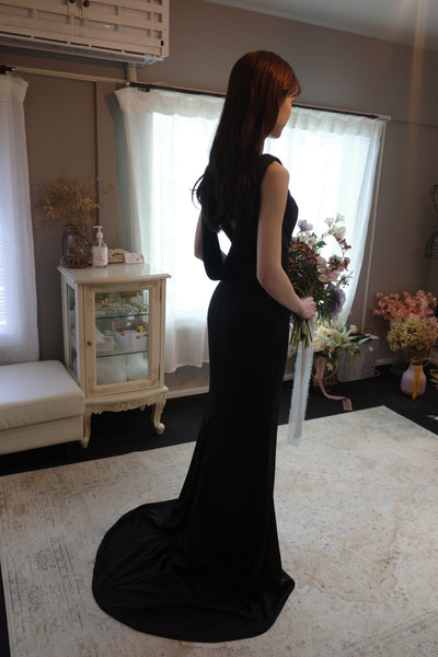 バックシャン ソフトマーメイドドレス ブラック(W190BK)