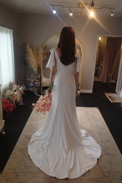 肩リボン Vネック ソフトマーメイドドレス(W289)