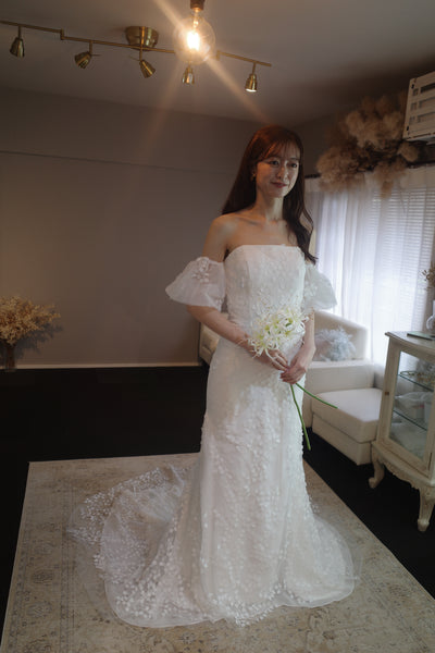 2way すずらんレース パフスリーブ ソフトマーメイドドレス(W285)