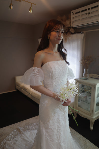 2way すずらんレース パフスリーブ ソフトマーメイドドレス(W285)