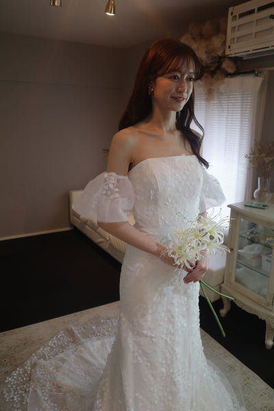 2way すずらんレース パフスリーブ ソフトマーメイドドレス(W285)