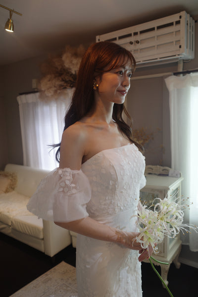 2way すずらんレース パフスリーブ ソフトマーメイドドレス(W285)