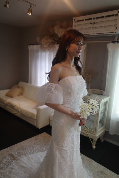 2way すずらんレース パフスリーブ ソフトマーメイドドレス(W285)