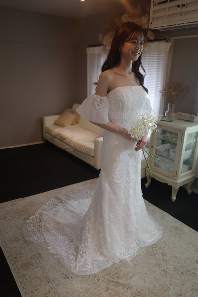 2way すずらんレース パフスリーブ ソフトマーメイドドレス(W285)