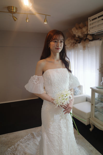 2way すずらんレース パフスリーブ ソフトマーメイドドレス(W285)