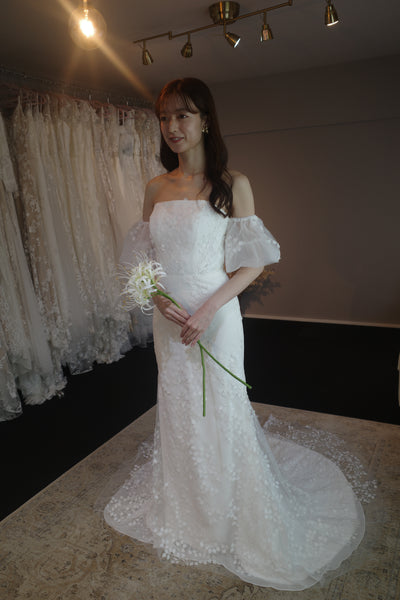 2way すずらんレース パフスリーブ ソフトマーメイドドレス(W285)