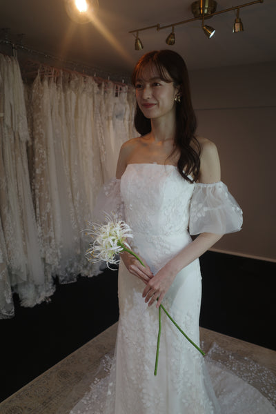 2way すずらんレース パフスリーブ ソフトマーメイドドレス(W285)