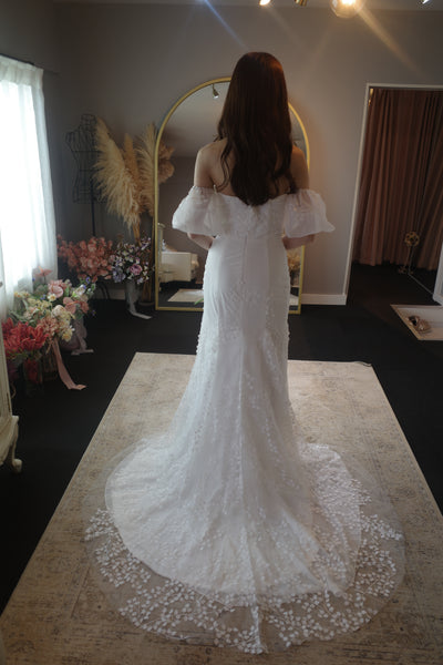 2way すずらんレース パフスリーブ ソフトマーメイドドレス(W285)