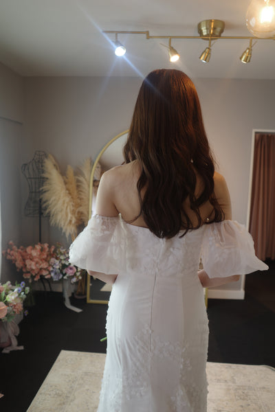 2way すずらんレース パフスリーブ ソフトマーメイドドレス(W285)