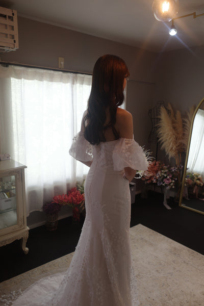 2way すずらんレース パフスリーブ ソフトマーメイドドレス(W285)