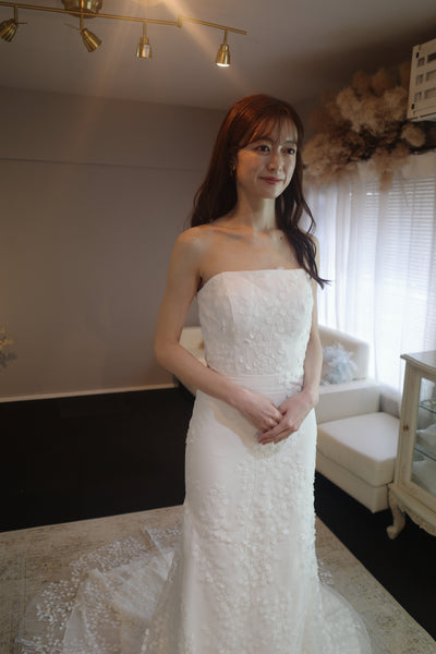 2way すずらんレース パフスリーブ ソフトマーメイドドレス(W285)