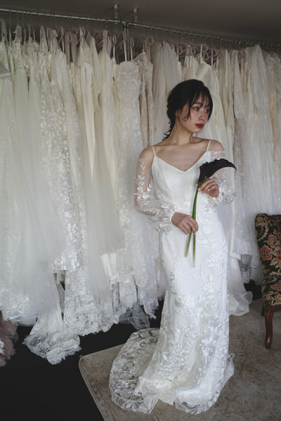 2way 花柄レース オフショルダードレス(W309WH)