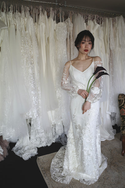 2way 花柄レース オフショルダードレス(W309WH)