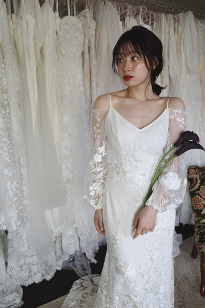 2way 花柄レース オフショルダードレス(W309WH)