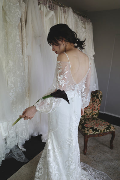 2way 花柄レース オフショルダードレス(W309WH)