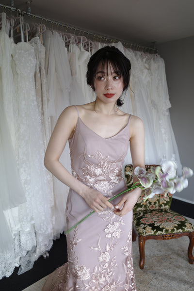 2way 花柄レース オフショルダードレス パープル(W309PU)