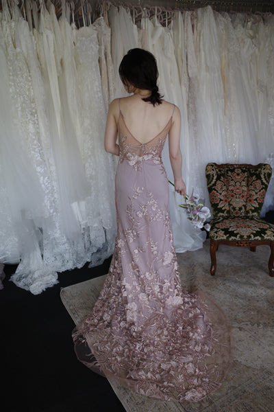 2way 花柄レース オフショルダードレス パープル(W309PU)