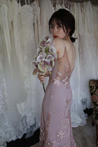 2way 花柄レース オフショルダードレス パープル(W309PU)