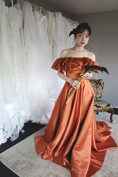 オフショルダー Aラインドレス テラコッタ(W274TE)