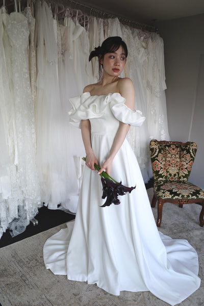 オフショルダー Aラインドレス ホワイト(W274WH)