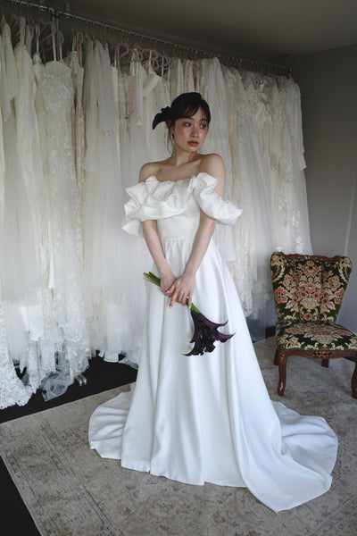 オフショルダー Aラインドレス ホワイト(W274WH)