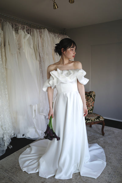 オフショルダー Aラインドレス ホワイト(W274WH)