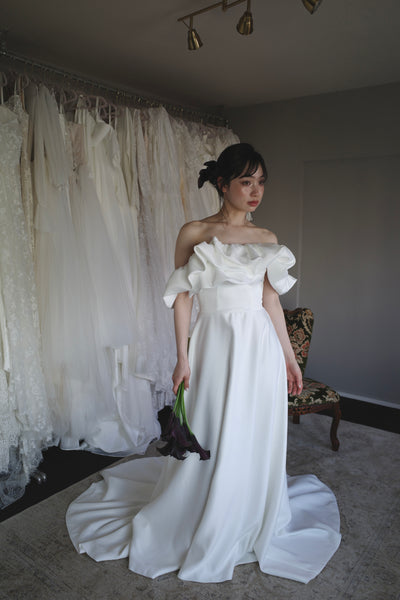 オフショルダー Aラインドレス ホワイト(W274WH)