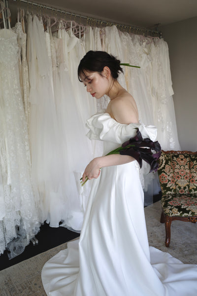 オフショルダー Aラインドレス ホワイト(W274WH)