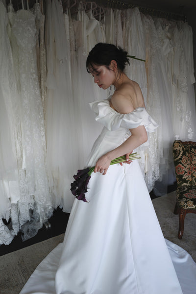 オフショルダー Aラインドレス ホワイト(W274WH)