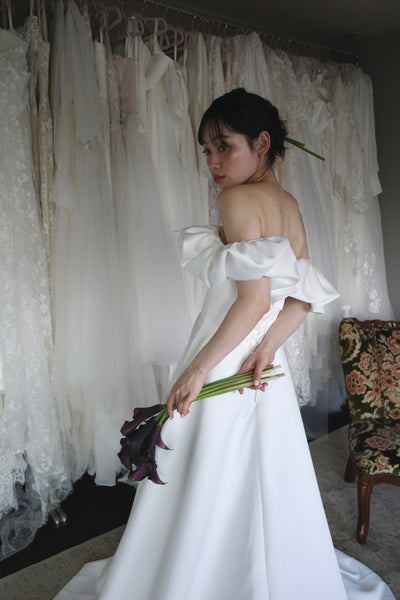 オフショルダー Aラインドレス ホワイト(W274WH)