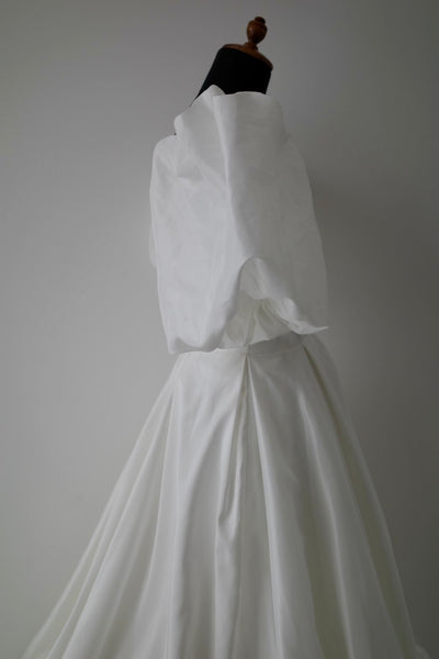 パフスリーブ Vネック タフタ ドレス(W333)