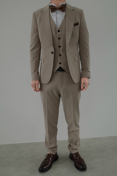 スリーピース メンズスーツ タキシード ライトベージュ (M01)
