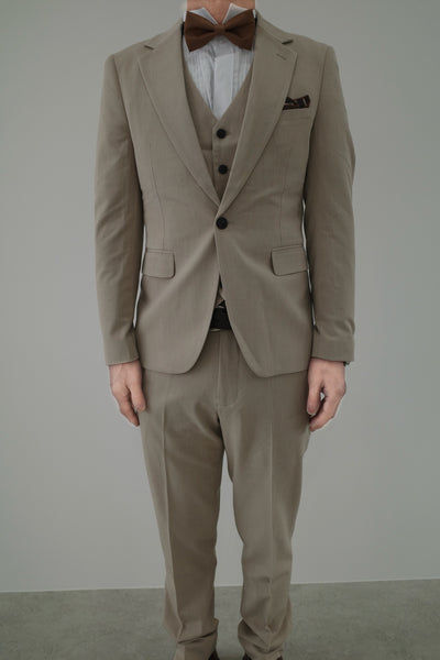 スリーピース メンズスーツ タキシード ライトベージュ (M01)