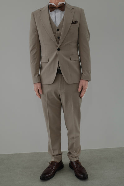 スリーピース メンズスーツ タキシード ライトベージュ (M01)