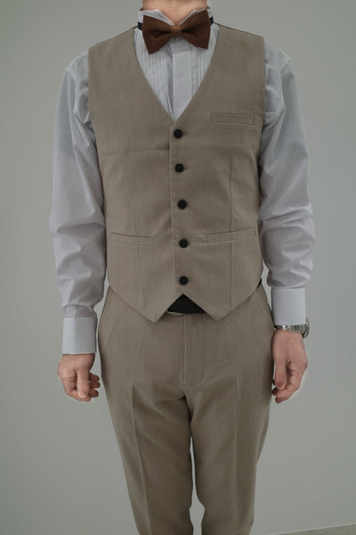 スリーピース メンズスーツ タキシード ライトベージュ (M01)