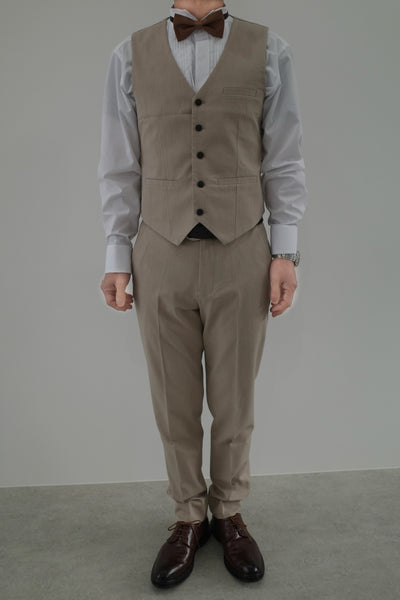 スリーピース メンズスーツ タキシード ライトベージュ (M01)