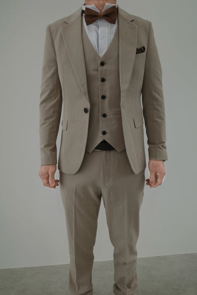 スリーピース メンズスーツ タキシード ライトベージュ (M01)