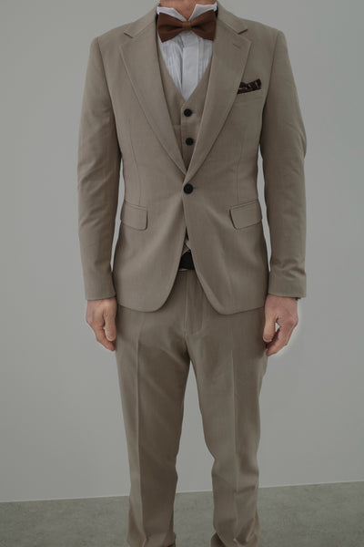 スリーピース メンズスーツ タキシード ライトベージュ (M01)