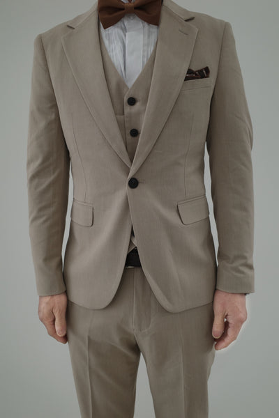 スリーピース メンズスーツ タキシード ライトベージュ (M01)