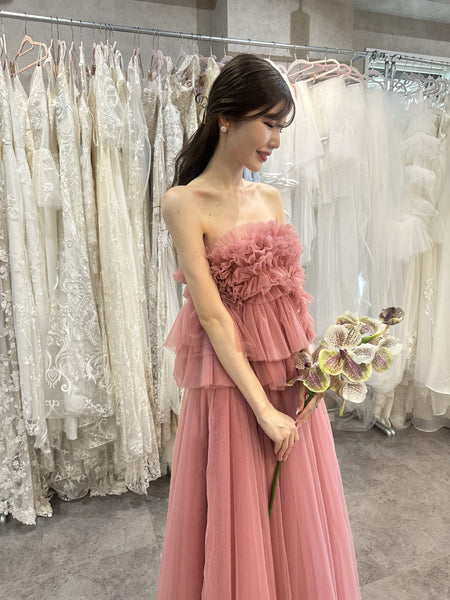 フリル チュールドレス ダスティピンク(W347DP)