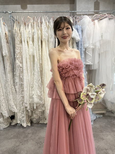 フリル チュールドレス ダスティピンク(W347DP)