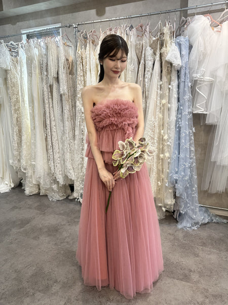 フリル チュールドレス ダスティピンク(W347DP)