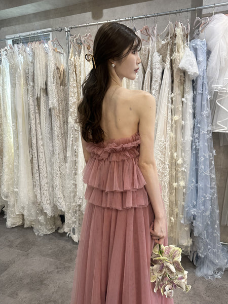 フリル チュールドレス ダスティピンク(W347DP)