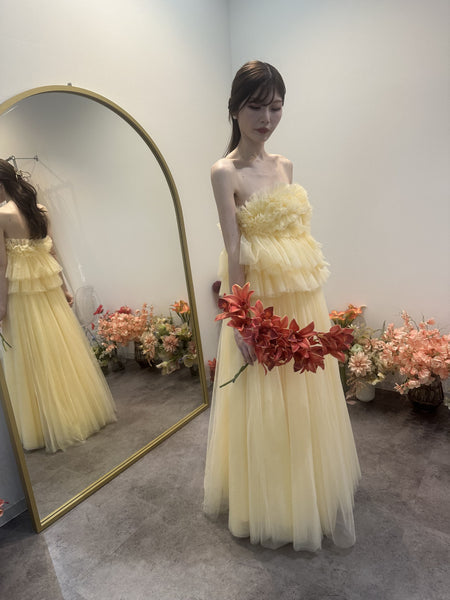フリル チュールドレス クリームイエロー(W347CY)