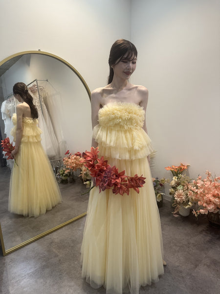 フリル チュールドレス クリームイエロー(W347CY)