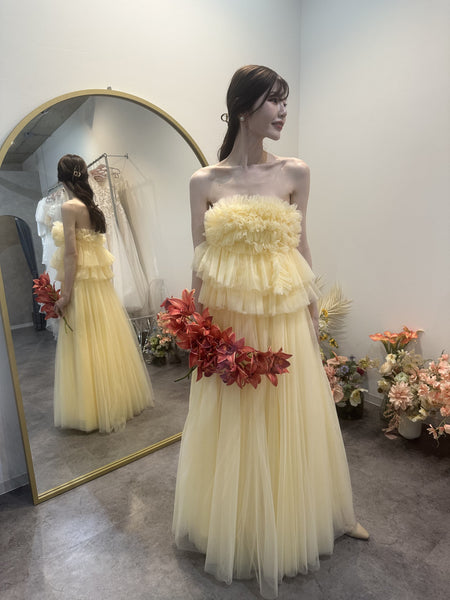 フリル チュールドレス クリームイエロー(W347CY)