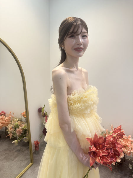 フリル チュールドレス クリームイエロー(W347CY)