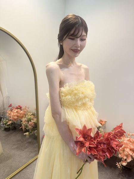 フリル チュールドレス クリームイエロー(W347CY)