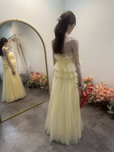 フリル チュールドレス クリームイエロー(W347CY)